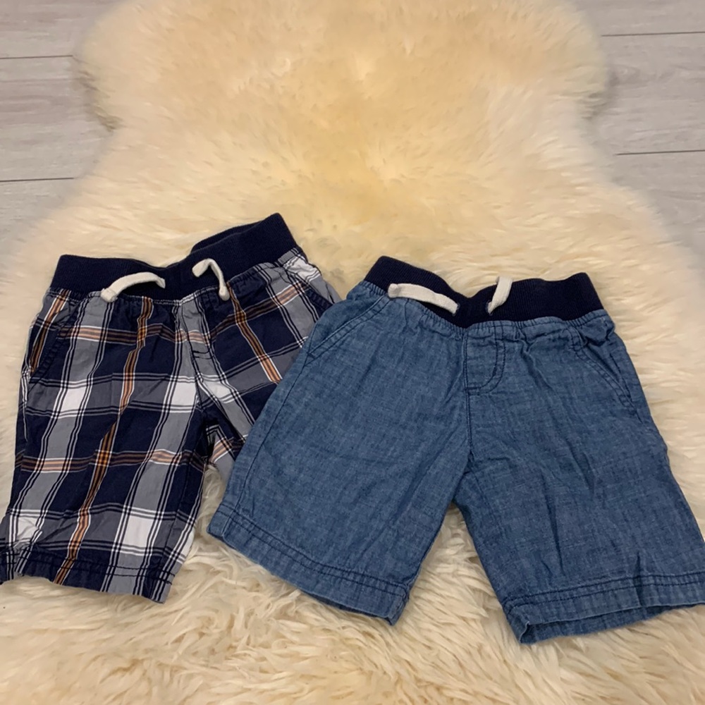 Sears 2 Pair Shorts in Size 2T in Blue Jean and Blue Plaid